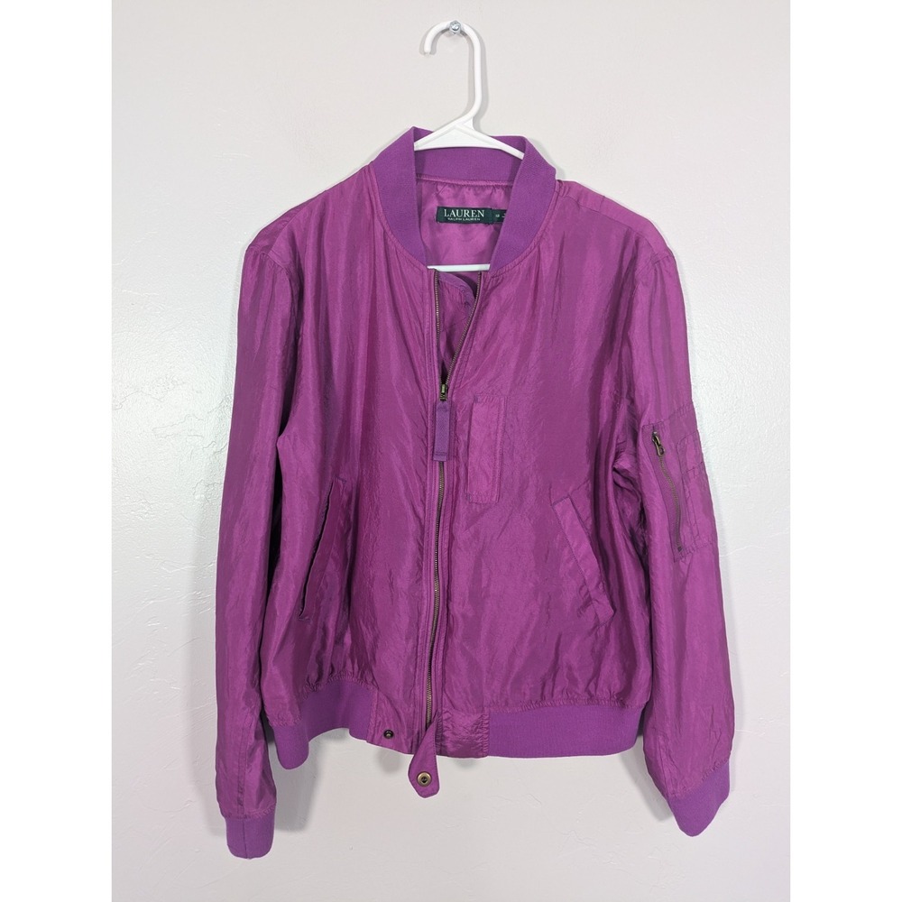 Ralph Lauren bomber Jacket 12 silk pink purple‎ Fushia retro Sporty